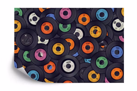Fyrkantig fototapet - Colorful Gramophone Records