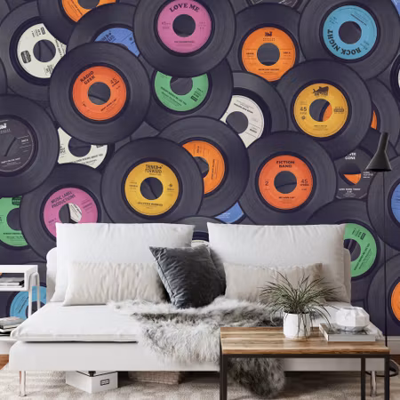 Fyrkantig fototapet - Colorful Gramophone Records