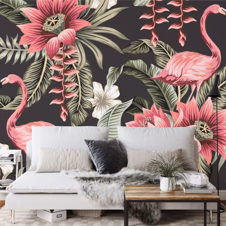 Fyrkantig fototapet - Tropical Flowers and