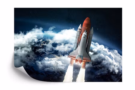 Fyrkantig fototapet - Space Shuttle Leaves the