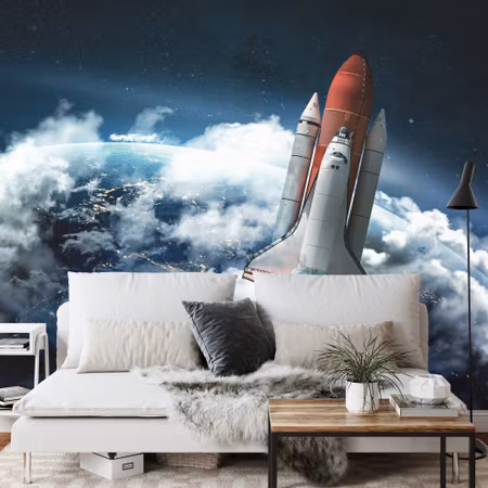 Fyrkantig fototapet - Space Shuttle Leaves the