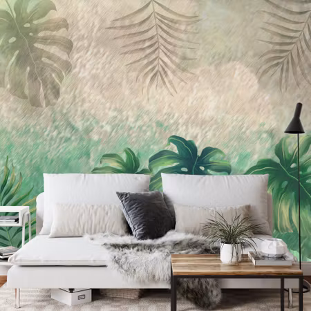 Fyrkantig fototapet - Tropical Plants on An