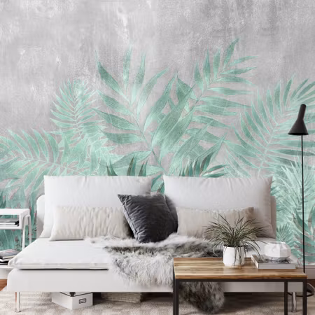 Fyrkantig fototapet - Fern on Concrete Background