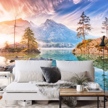 Fyrkantig fototapet - Lake Hindersee in Bavaria