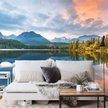 Fyrkantig fototapet - Trbské mountainlake in the