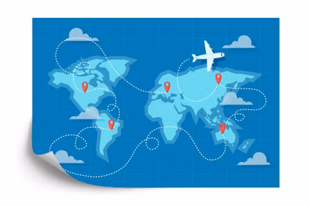 Fyrkantig fototapet - World Map Fly Iq1273