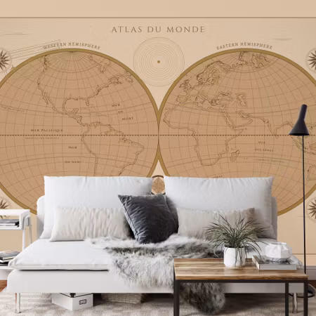 Fyrkantig fototapet - Atlas Du Monde Vintage