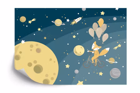 Fyrkantig fototapet - Mr fox&amp039s Space Walk