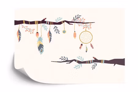 Fyrkantig fototapet - Boho Branches Iq1295