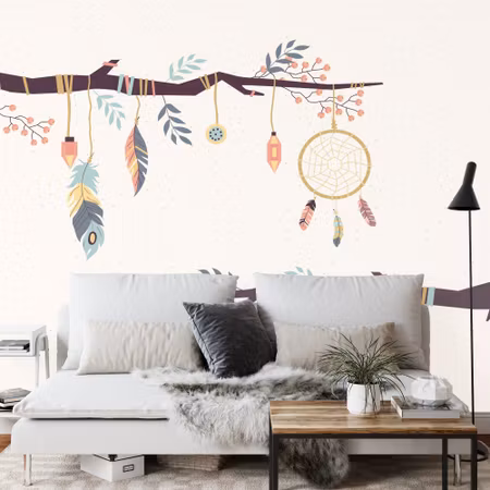 Fyrkantig fototapet - Boho Branches Iq1295