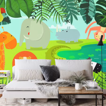 Fyrkantig fototapet - Jungle Friends Iq1312