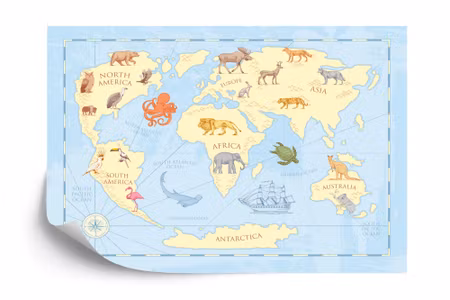 Fyrkantig fototapet - Kids Classic World Map