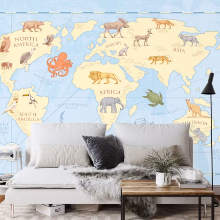 Fyrkantig fototapet - Kids Classic World Map