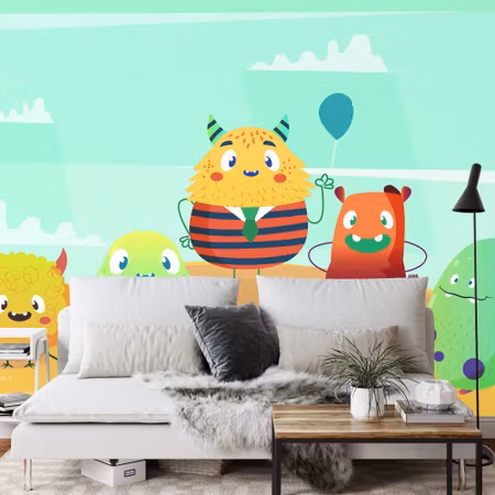 Fyrkantig fototapet - Monster Mayhem I Iq1330