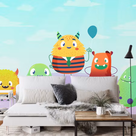 Fyrkantig fototapet - Monster Mayhem Iii Iq1332