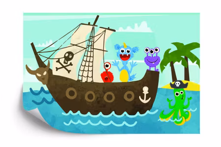 Fyrkantig fototapet - Monster Mayhem Pirates