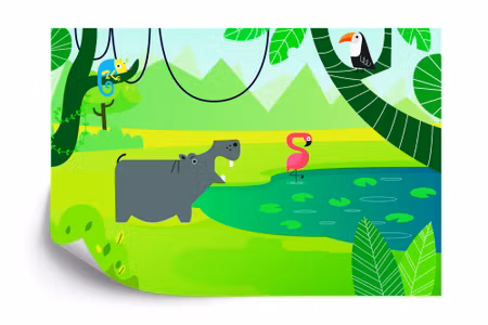 Fyrkantig fototapet - At the Watering Hole Iq1360