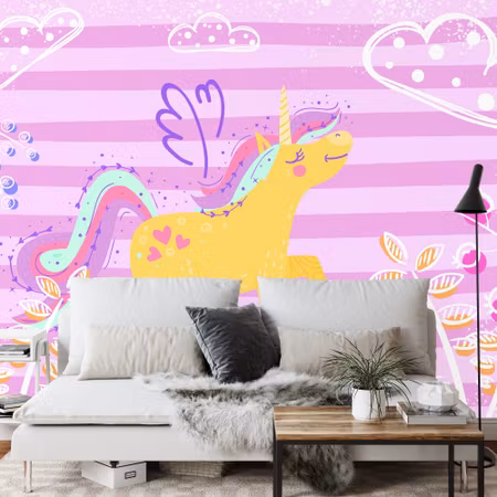 Fyrkantig fototapet - Ula La Unicornio Iq1361