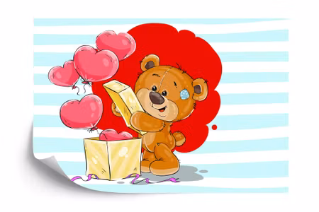 Fyrkantig fototapet - The Big Heart Bears Box of