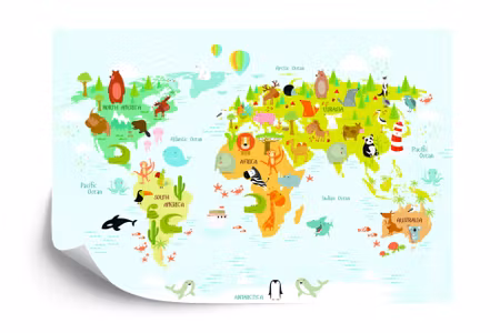 Fyrkantig fototapet - Little Animals Big World