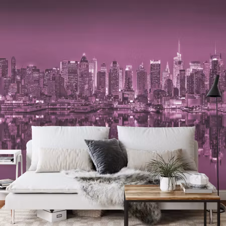 Fyrkantig fototapet - New York Reflections in Pink