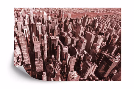 Fyrkantig fototapet - Skyscraper Forest in Red