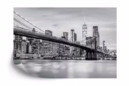 Fyrkantig fototapet - Brooklyn Bridge Nyc in Black