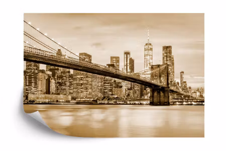 Fyrkantig fototapet - Brooklyn Bridge Nyc in Sepia