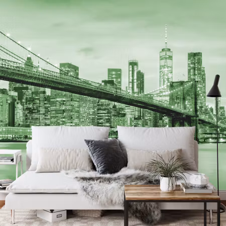 Fyrkantig fototapet - Brooklyn Bridge Nyc in Green