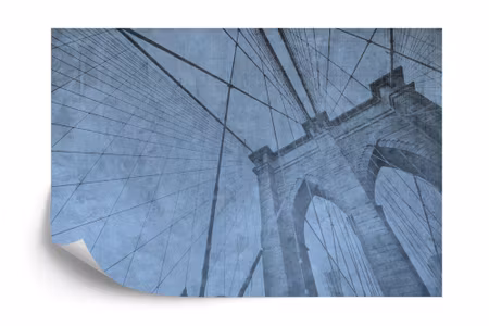 Fyrkantig fototapet - Brooklyn Bridge Grunge Blue