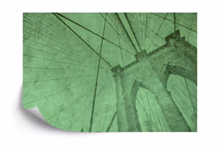 Fyrkantig fototapet - Brooklyn Bridge Grunge Green