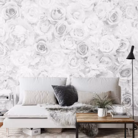 Fyrkantig fototapet - Faded Floral Vintage Black