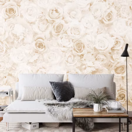 Fyrkantig fototapet - Floral Faded Vinage Sepia