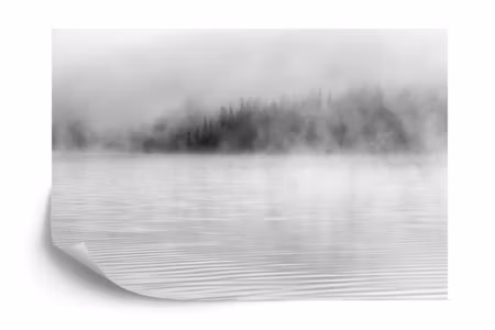 Fyrkantig fototapet - Mist on the Water in Black