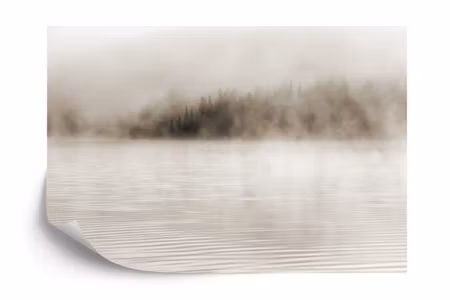 Fyrkantig fototapet - Mist on the Water in Sepia