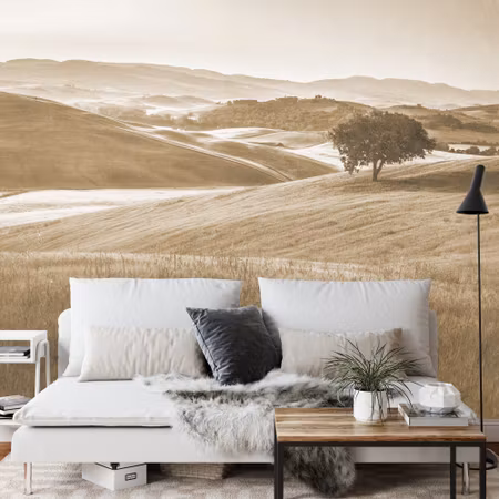 Fyrkantig fototapet - Rolling Hills Faded Vintage