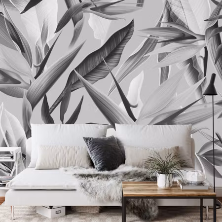 Fyrkantig fototapet - Tropicalia Black &ampamp