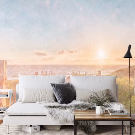 Fyrkantig fototapet - Summer Sunset Faded Vintage