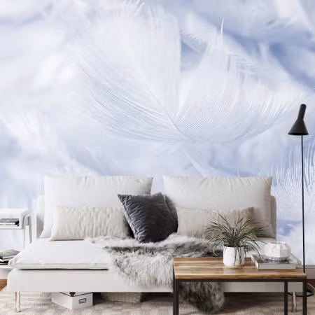 Fyrkantig fototapet - Feathers in Blue Iq1251d