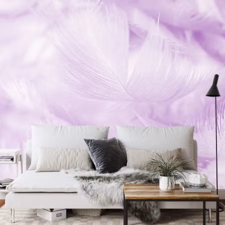 Fyrkantig fototapet - Feathers in Purple Iq1251f