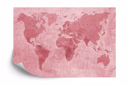 Fyrkantig fototapet - World Map Textured Red