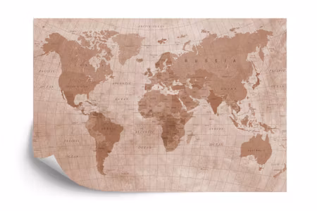Fyrkantig fototapet - World Map Textured Sepia
