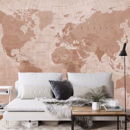 Fyrkantig fototapet - World Map Textured Sepia