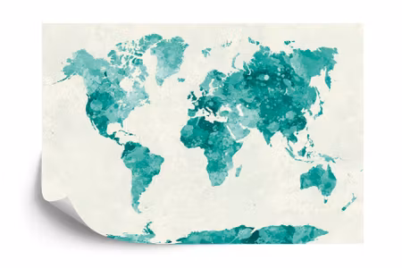 Fyrkantig fototapet - Watercolour World Map Green