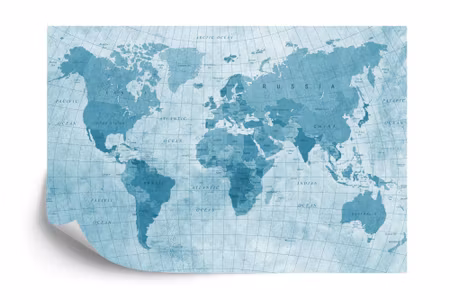 Fyrkantig fototapet - World Map Textured Blue