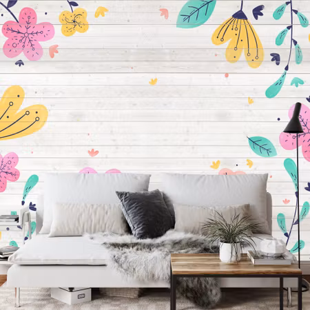 Fyrkantig fototapet - Happy Floral Iq1256