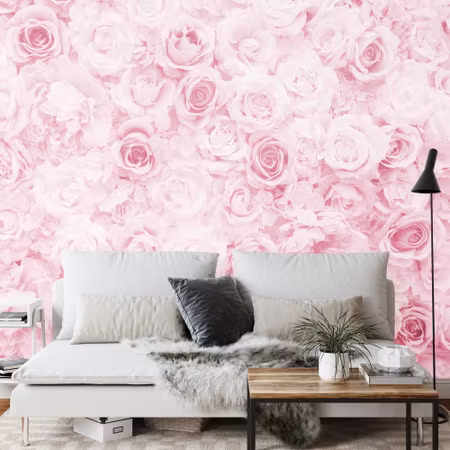 Fyrkantig fototapet - Faded Floral Vintage Pink