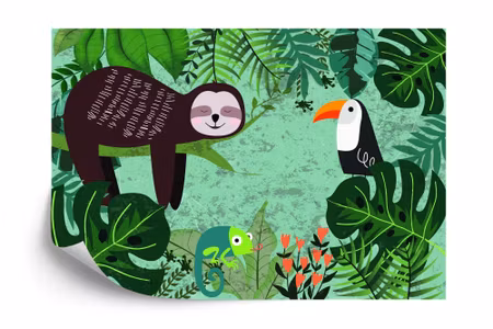 Fyrkantig fototapet - Sleepy in the Jungle Iq1329
