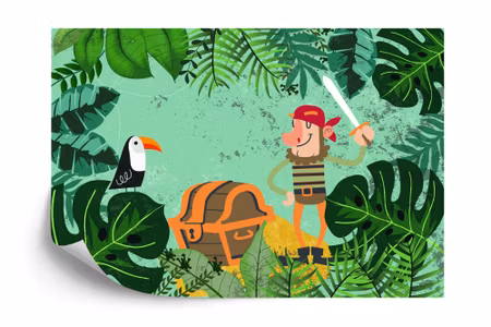 Fyrkantig fototapet - Captain Buckle in the Jungle