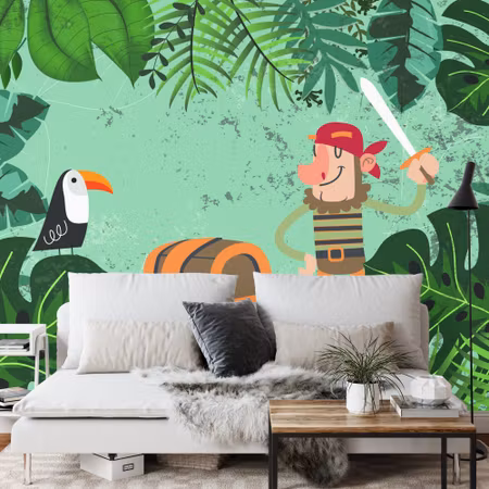 Fyrkantig fototapet - Captain Buckle in the Jungle
